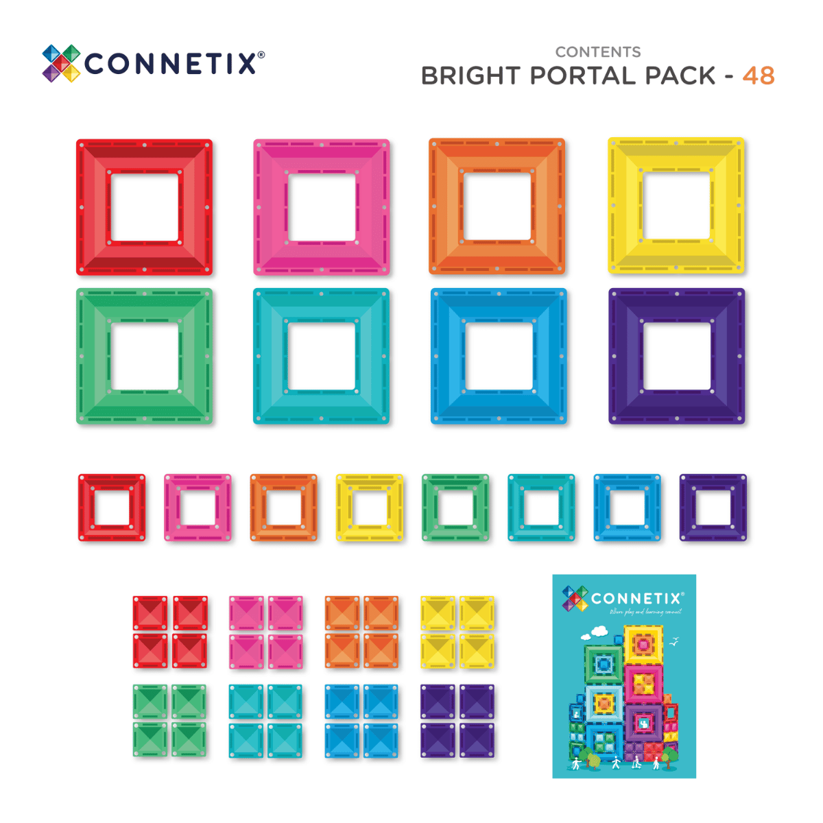 CONNETIX Bright Portal Pack 48 Piece | Magnetic Tiles Toy