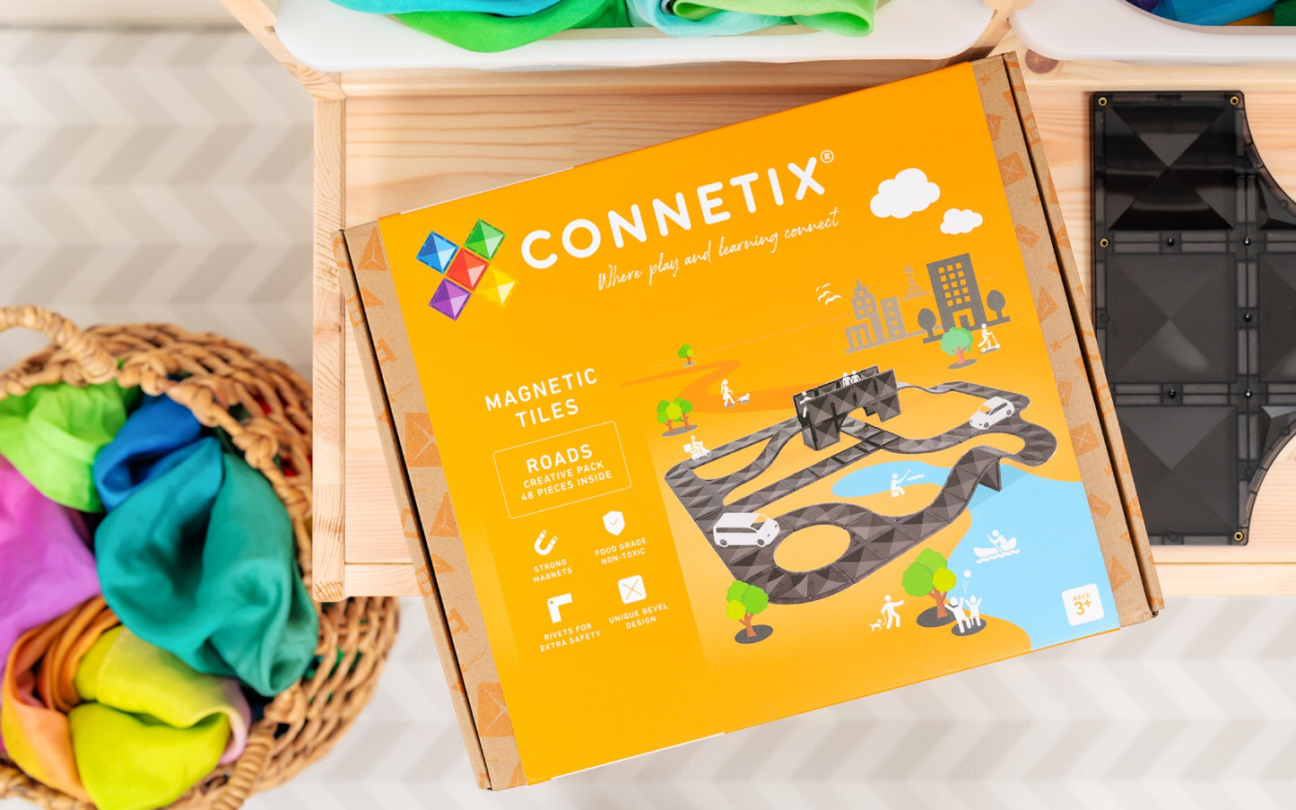 CONNETIX Creative Roads Pack 48 Piece | Magnetic Tiles Set