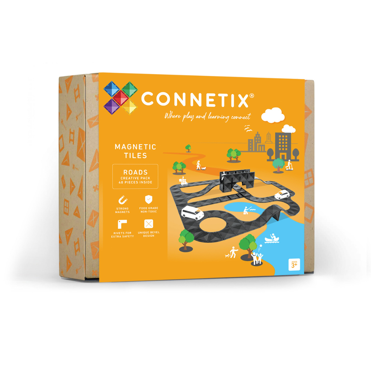CONNETIX Creative Roads Pack 48 Piece | Magnetic Tiles Set