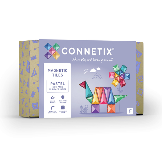 CONNETIX 32 Piece Pastel Mini Pack | Magnetic Tiles for Kids