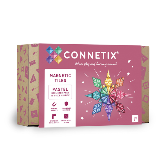 CONNETIX 40 Piece Pastel Geometry Pack | STEAM Magnetic Tiles
