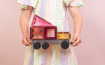 CONNETIX 50 Piece Pastel Transport Pack | Magnetic Vehicle Tiles