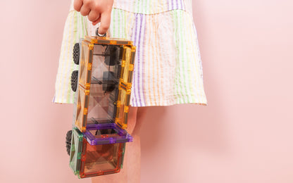 CONNETIX 50 Piece Pastel Transport Pack | Magnetic Vehicle Tiles
