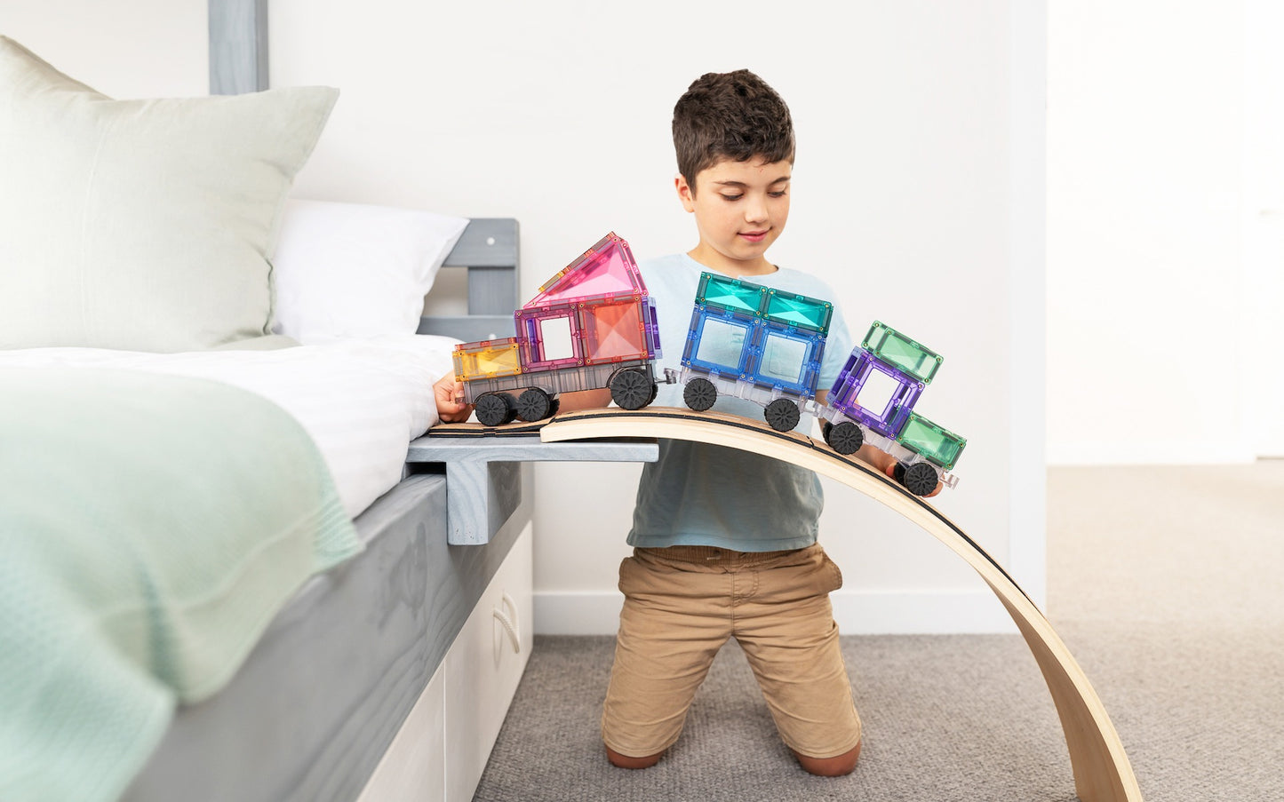CONNETIX 50 Piece Pastel Transport Pack | Magnetic Vehicle Tiles
