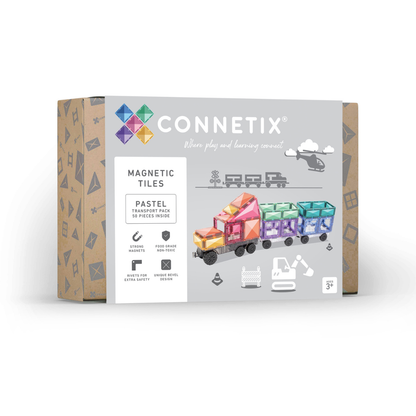 CONNETIX 50 Piece Pastel Transport Pack | Magnetic Vehicle Tiles