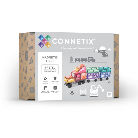 CONNETIX 50 Piece Pastel Transport Pack | Magnetic Vehicle Tiles