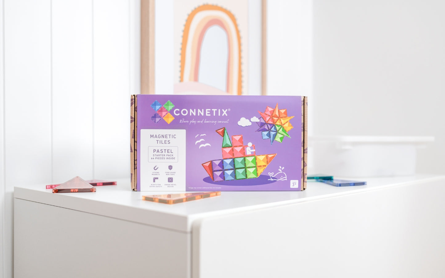 CONNETIX 64 Piece Pastel Starter Pack | Magnetic Tiles Toy
