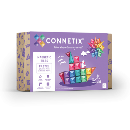 CONNETIX 64 Piece Pastel Starter Pack | Magnetic Tiles Toy