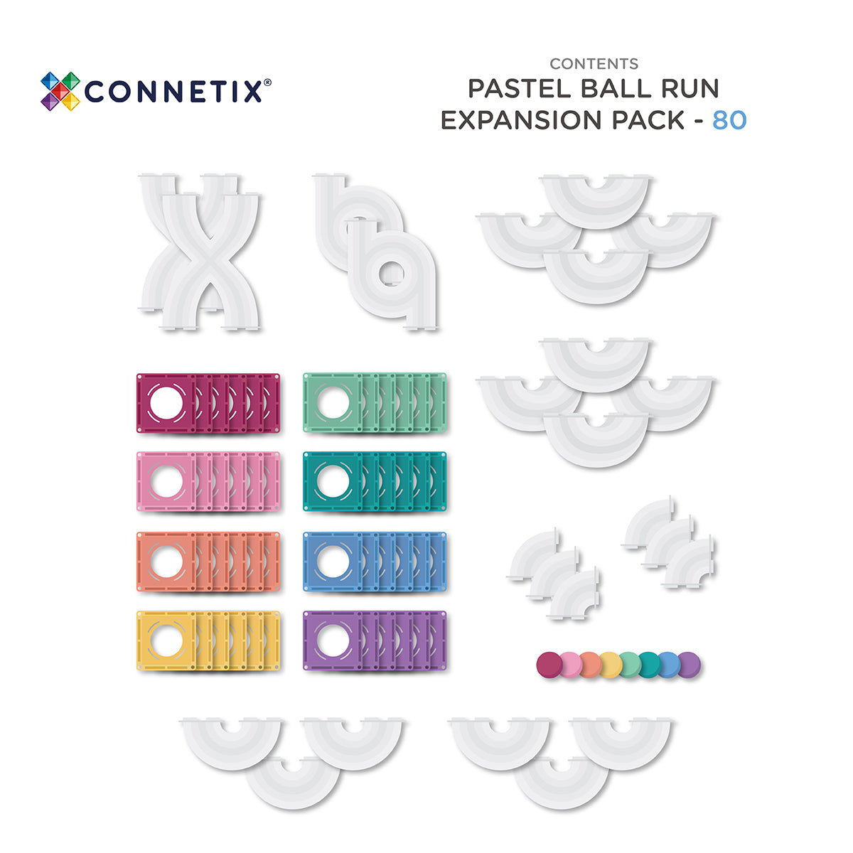 CONNETIX® 80 Piece Pastel Ball Run Expansion Pack | STEM Toy