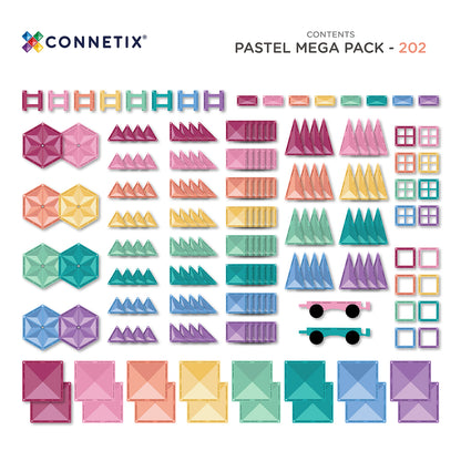 Connetix Pastel Mega Pack 202 Piece | Magnetic Tiles Set