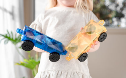CONNETIX® 2 Piece Rainbow Car Pack | Magnetic Tile Vehicles