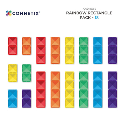 CONNETIX Rainbow Rectangle Pack 18 Piece | Magnetic Tiles