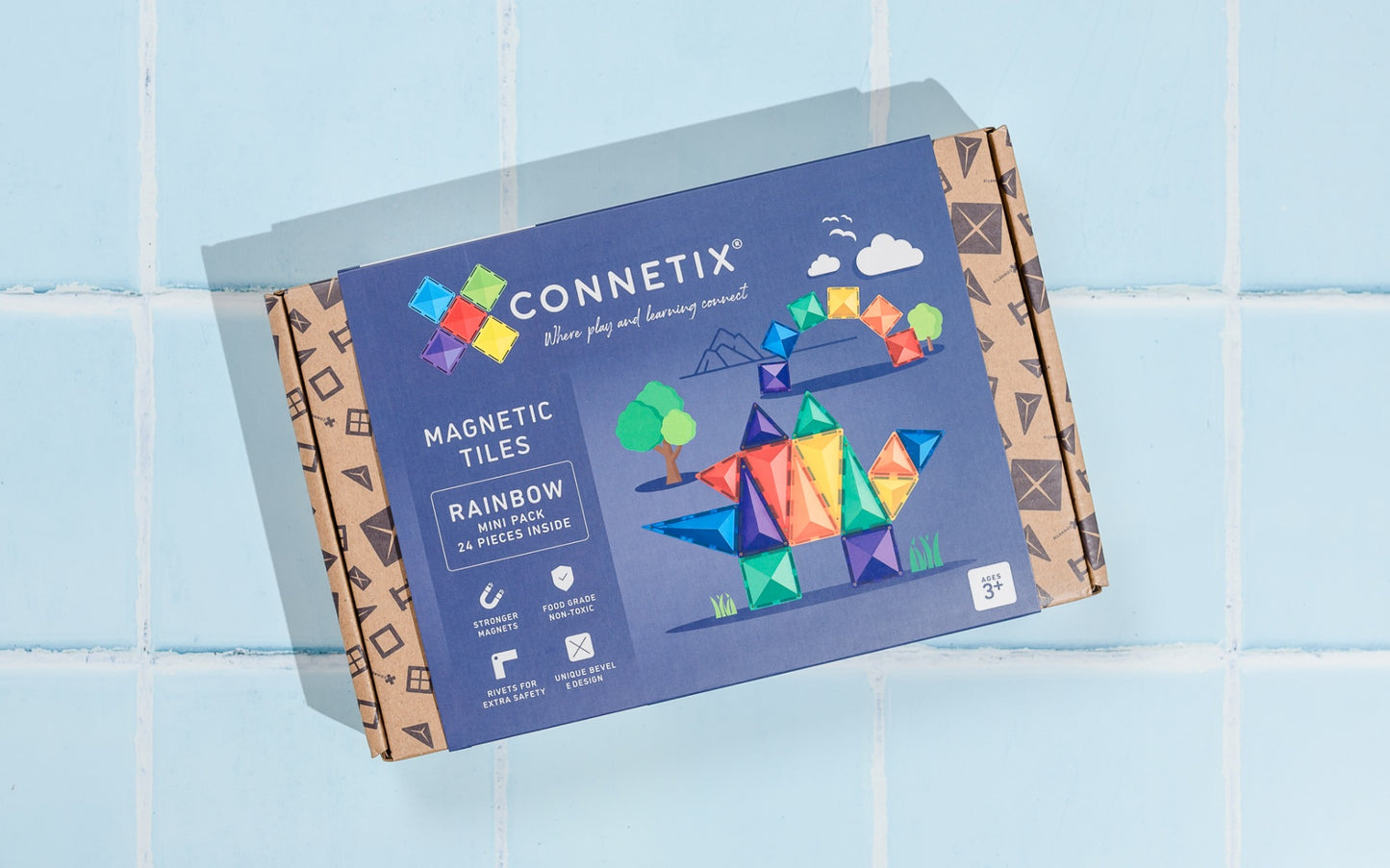 CONNETIX Rainbow Mini Pack 24pc | Magnetic Tiles for Kids 3+