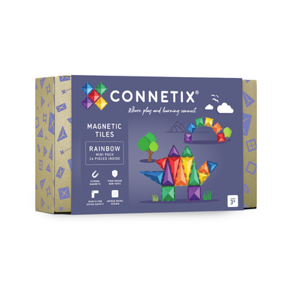 CONNETIX Rainbow Mini Pack 24pc | Magnetic Tiles for Kids 3+