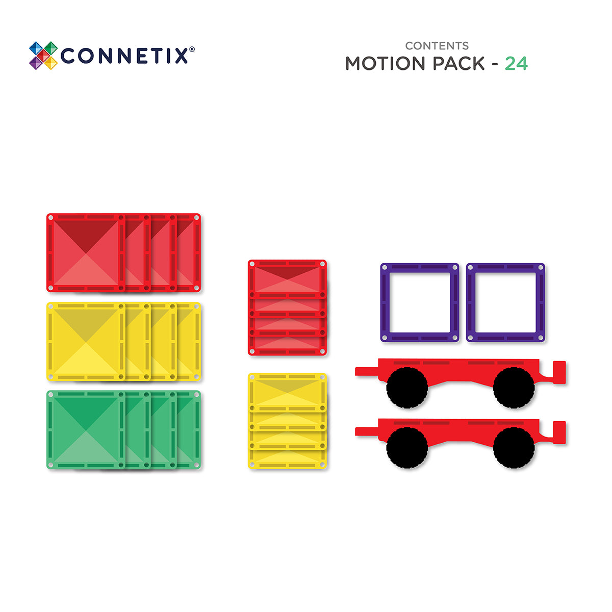CONNETIX 24 Piece Rainbow Motion Pack | Magnetic Car Building Set