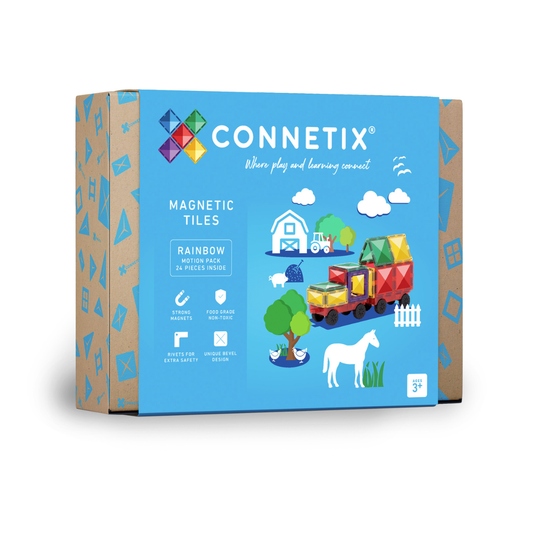 CONNETIX 24 Piece Rainbow Motion Pack | Magnetic Car Building Set