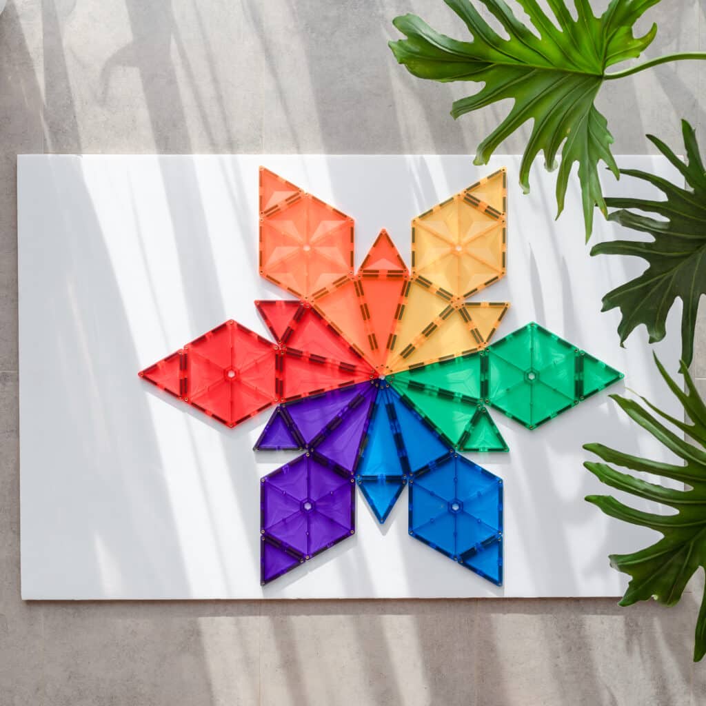 CONNETIX 30 Piece Rainbow Geometry Pack | Magnetic Tiles Toy