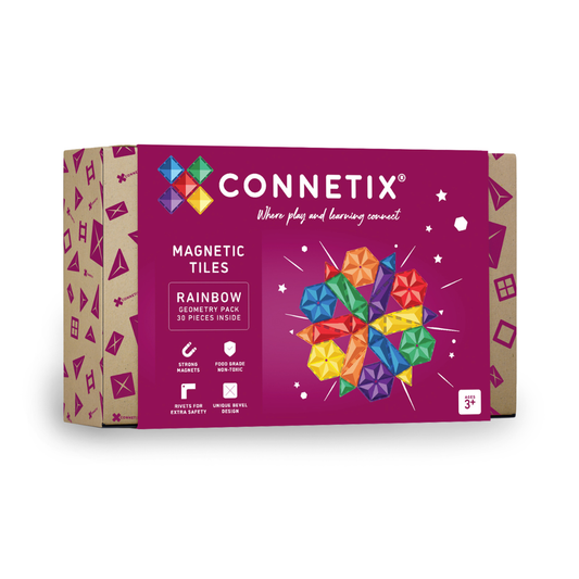 CONNETIX 30 Piece Rainbow Geometry Pack | Magnetic Tiles Toy