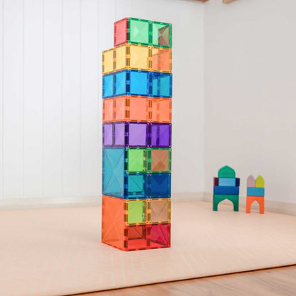 CONNETIX 42 Piece Rainbow Square Pack | Magnetic Tiles for Kids