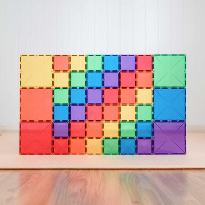 CONNETIX 42 Piece Rainbow Square Pack | Magnetic Tiles for Kids