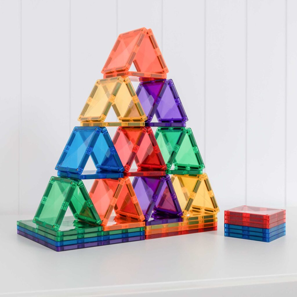 CONNETIX 42 Piece Rainbow Square Pack | Magnetic Tiles for Kids