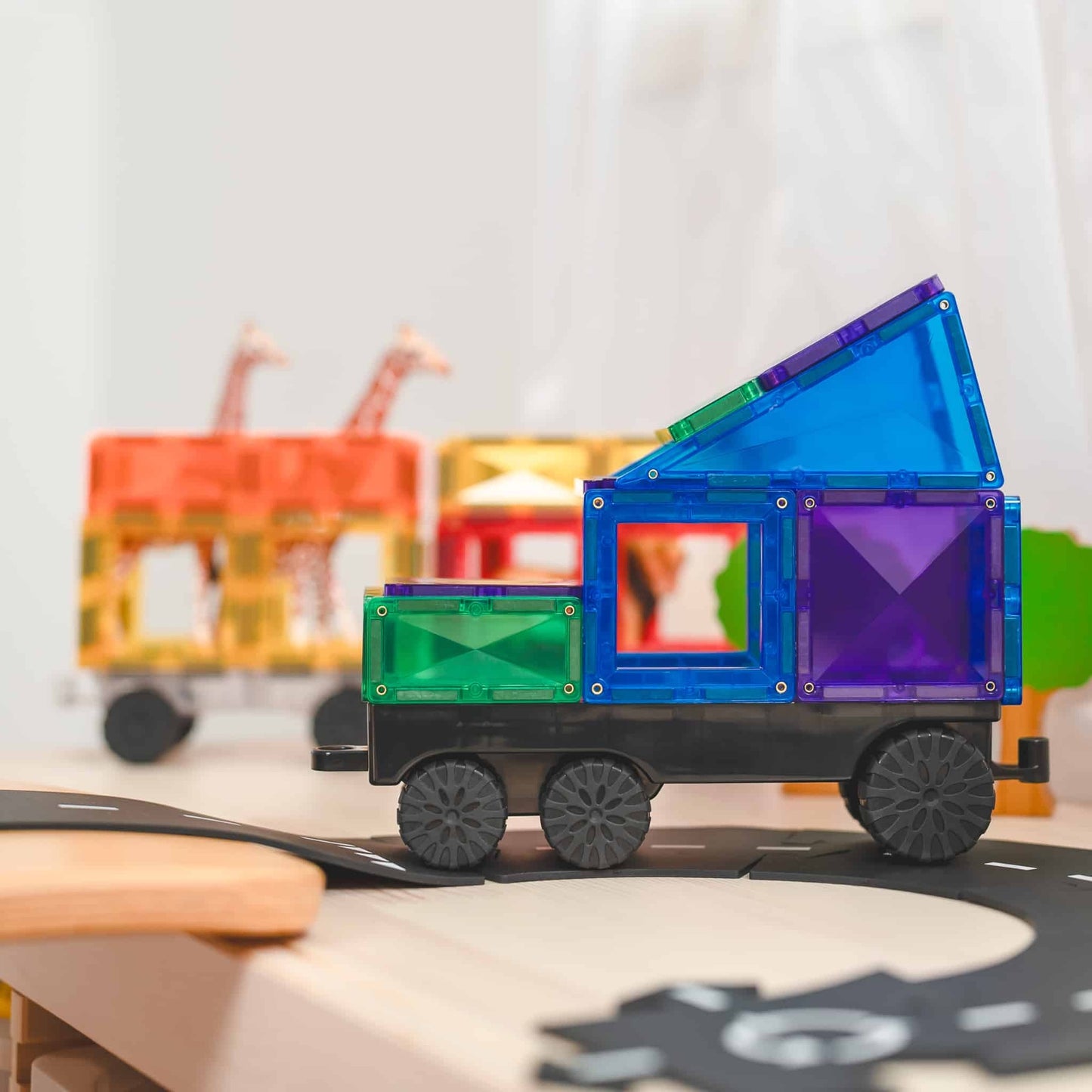 CONNETIX Rainbow Transport Pack 50pc | Magnetic Tiles for Kids