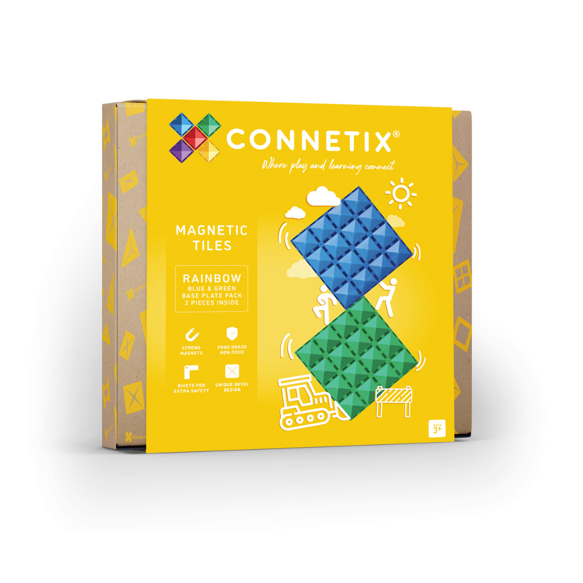 CONNETIX Blue & Green Base Plate Pack 2 Piece | Magnetic Tiles