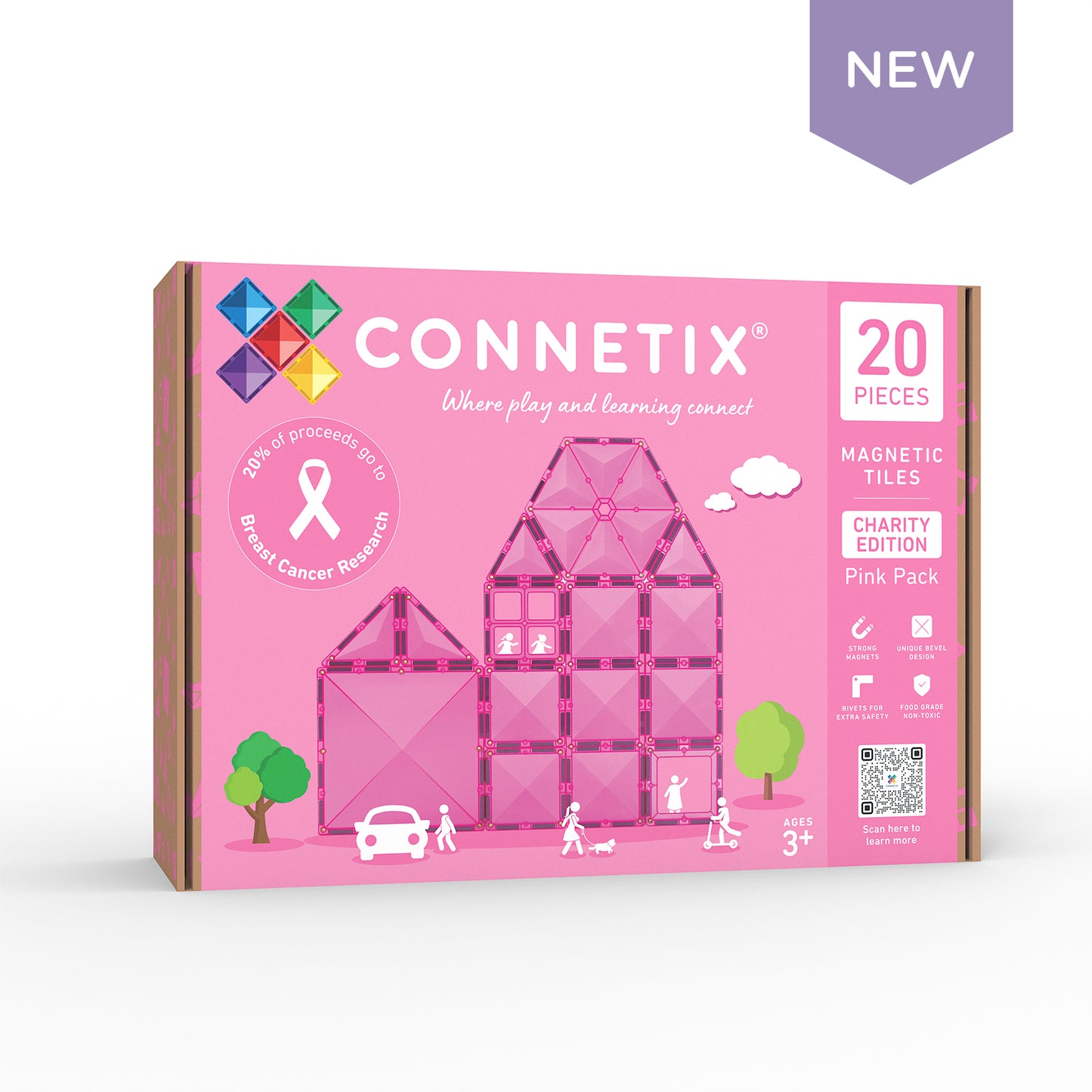 CONNETIX Charity Pack Pink 20 Piece Magnetic Tiles | Limited Edition