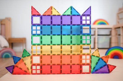 Colorful magnetic building blocks stacked