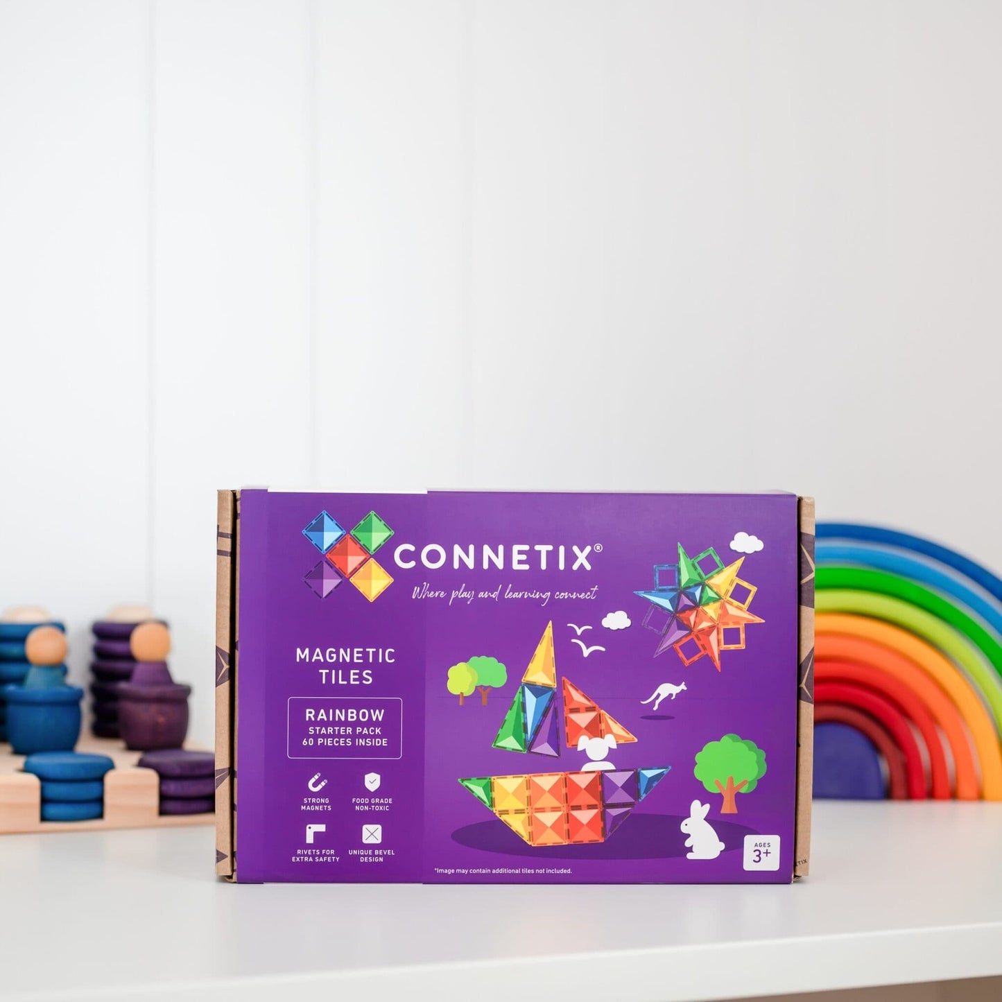 Connetix magnetic tiles packaging 