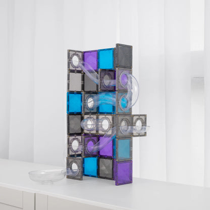 A modular magnetic tile play structure 