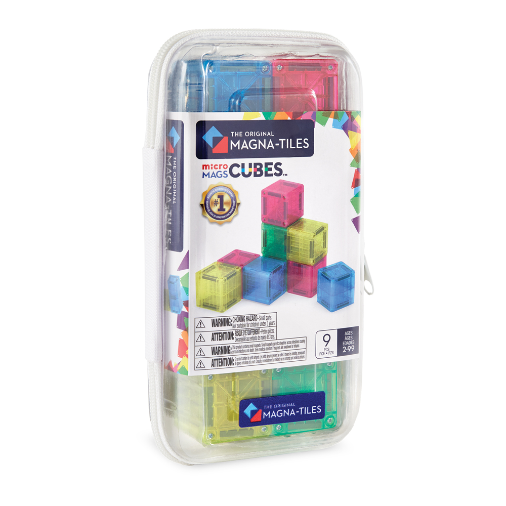 Magnetic Tiles - microMAGS - Cubes 9-Piece Travel Set