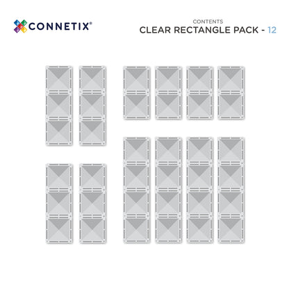 Pack of 12 clear rectangle components by Connetix