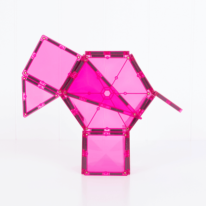 Pink geometric structure made of interlocking pieces 