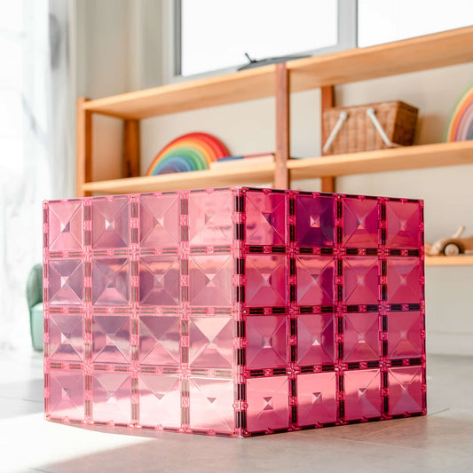 Pink transparent geometric storage box 