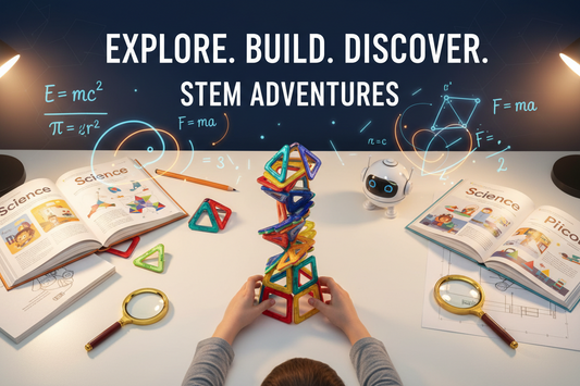 Child building with magnetic blocks 