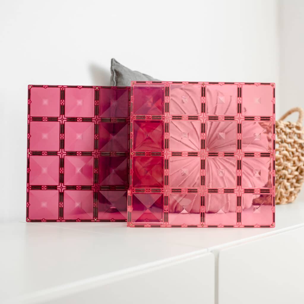 Two pink transparent cosmetic boxes 